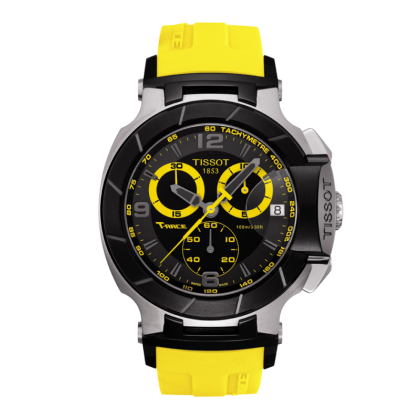 T-Race Men's Black Quartz Chronograph Watch with Yellow Strap