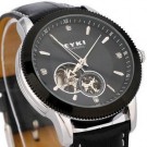 EYKI- Automatic Mechanical Watch - Black Leather Band - Men's Wa