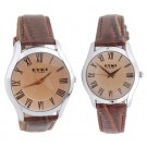 EYKI- Lover\'s Couple Watch Brown Leather Band Quartz W8450GLK