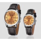 EYKI- Lover's Couple Watch Brown Leather Band Quartz W8535GLK