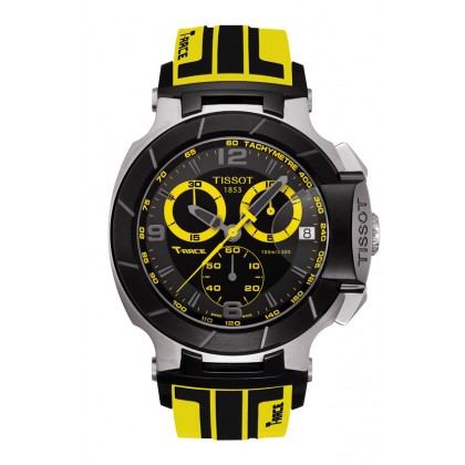 T-Race Men's Quartz Chronograph Watch with Black Dial and Yellow