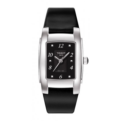 T10 Women's Quartz Watch with Black Dial and Black Leather Strap