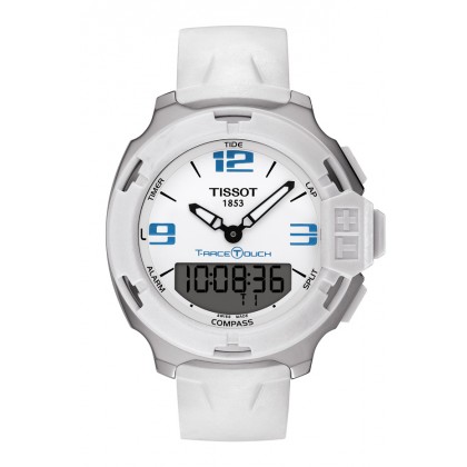 T-Race Touch White and Blue Quartz Watch With White Strap