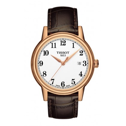 Carson Men's Quartz Brown Leather Strap and White Arabic Dial