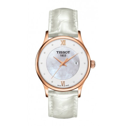 Rose Dream Women's Quartz Watch with White Leather Strap and 18k